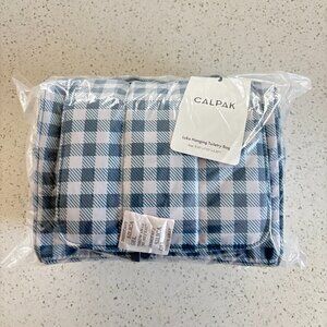 Luka Hanging Toiletry Bag in French Blue Gingham